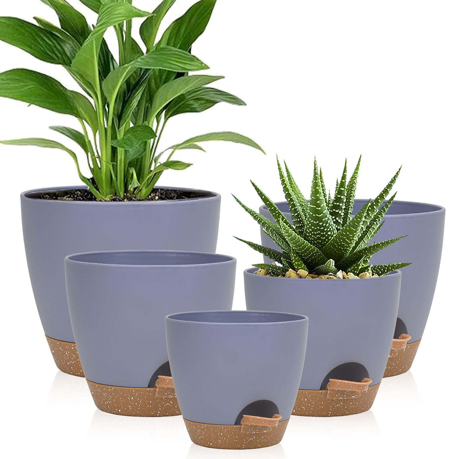 Aloe Vera Pot - 5piece Indoor Flower Pots With Wicking
