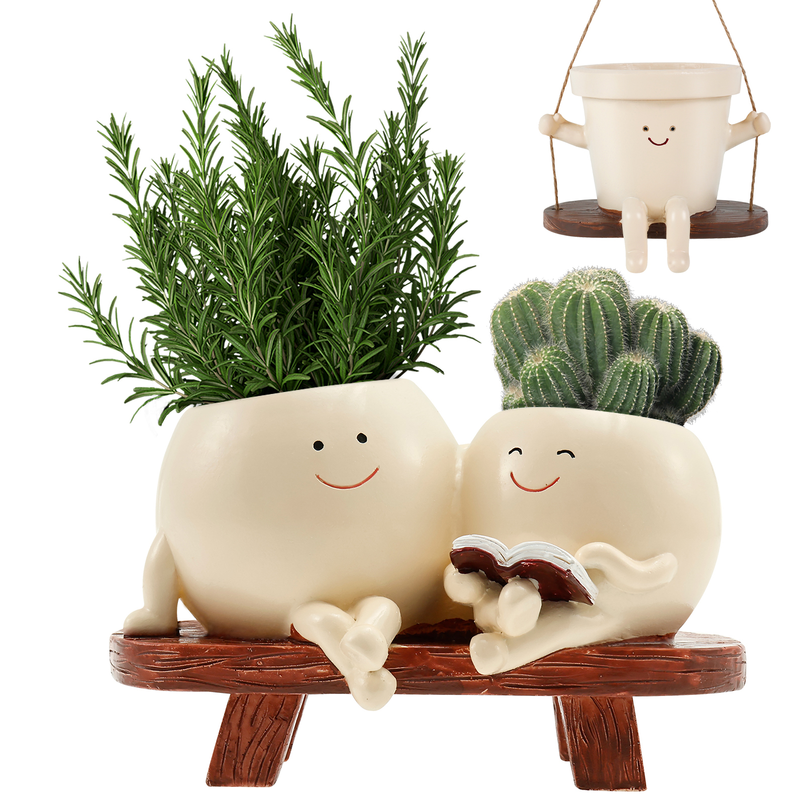 Smile Face Planter Resin Flowe - đánh giá và giá Echeveria Succulent